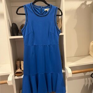 Lark & Ro Blue Tiered Sundress Knee-Length Sleeveless Cowl Neck